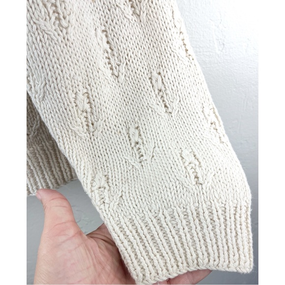 Vintage 90s ivory hand-knit sweater by Cape Isle Knitters Size XL Unisex - Picture 4 of 5